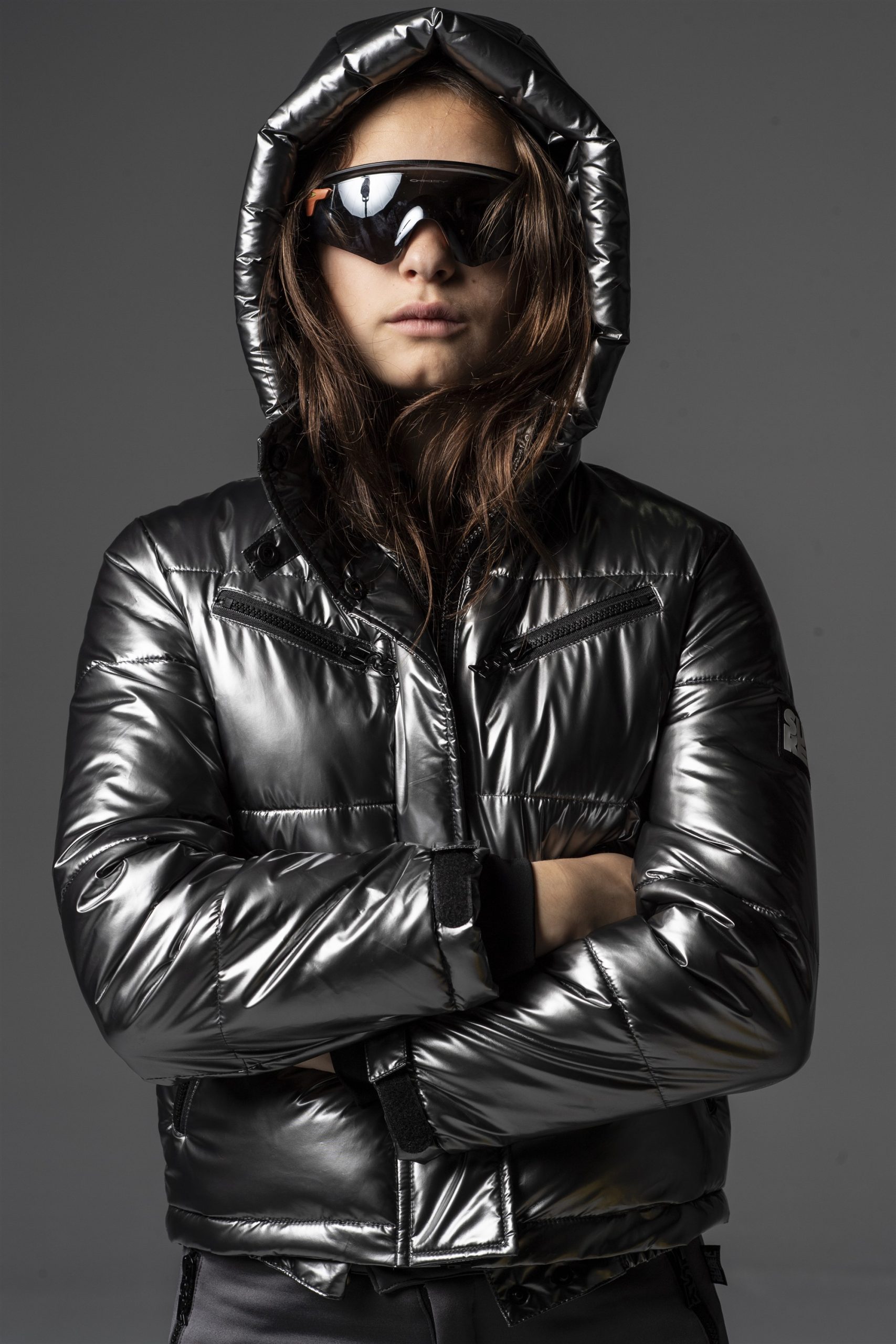 Super Rebel SPICY Krakka Skíða Úlpa Metallic Gun Metal - Image 5